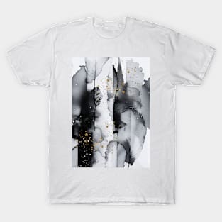 Black and gold abstract leaf T-Shirt